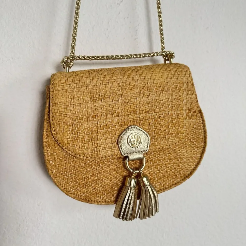 Lilly Pulitzer Sirena Straw One Shoulder Crossbody Bag Natural Boho Hippie - Picture 2 of 16